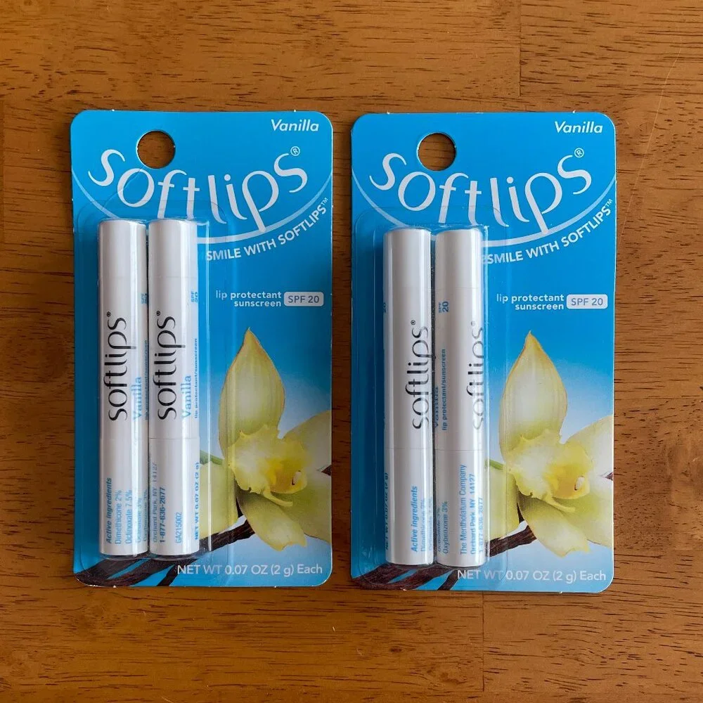 2 packs Softlips vanilla lip protectant with sunscreen